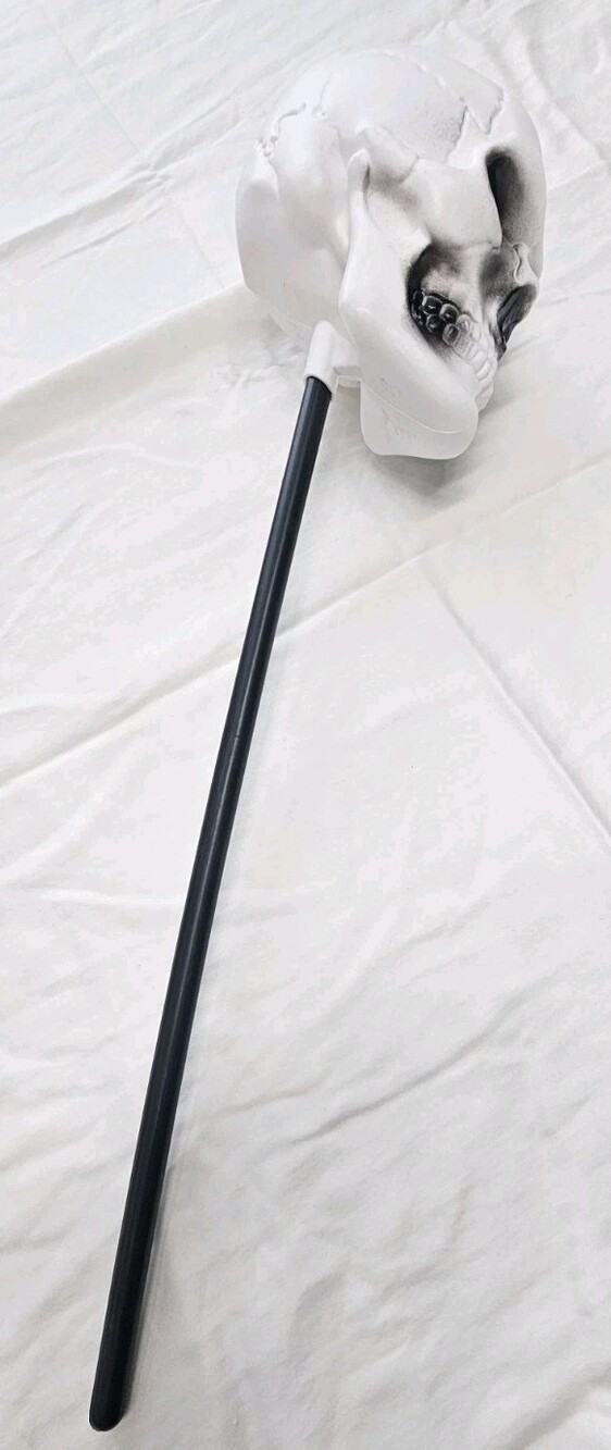 Vintage Style Skull Head Walking Stick Halloween Prop Black 22" Gothic Decor